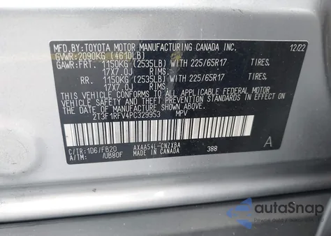 2023 Toyota Rav4 Le z USA, uszkodzony, nr VIN 2T3F1RFV4PC329953